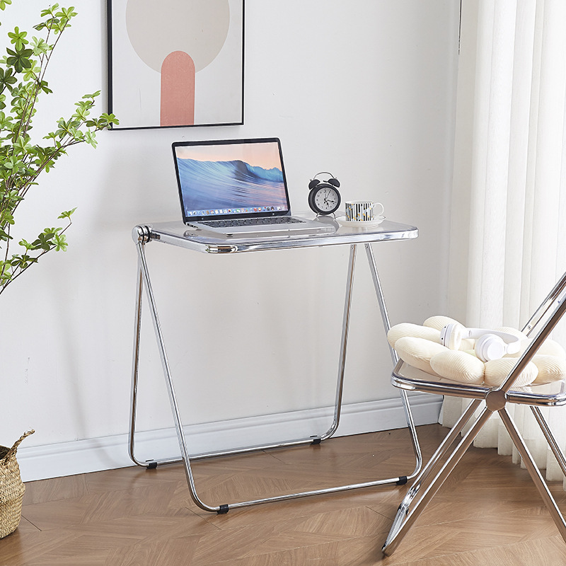 Household Acrylic Small Desk Transparent Folding Desk Girls Bedroom Room Bed New Glass Computer Desk