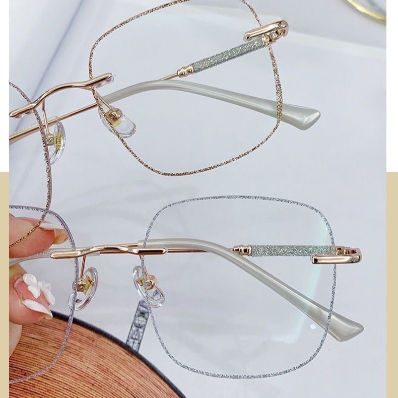 Ladies polvo brillante con una cara llena de gafas de estrellas celestiales con grados de gafas de presbyopia de marco grande para mostrar la cara pequeñas gafas de presbyopia anti-luz azul