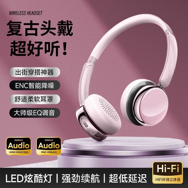 Berlin Sound Small Retro Bluetooth Headphones Cross-Border Maillard 2026 New Model Noise-Cancelling Ultra-Long Battery Life