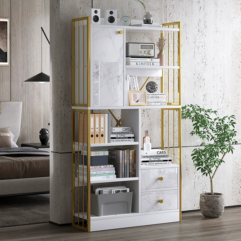 Книжная полка Yijiada Напольная многослойная стеллаж для хранения Простая стеллаж для хранения для студентов Перегородка для гостиной Книжная полка Стеллаж для хранения