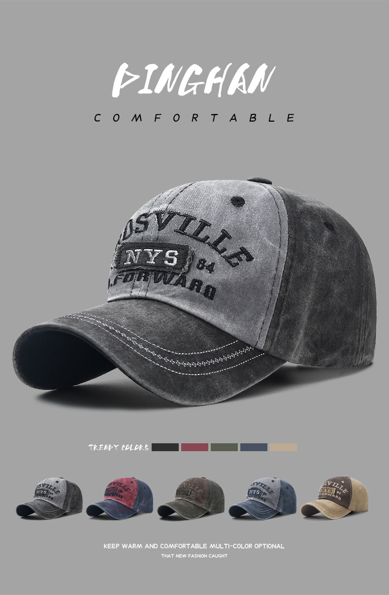 Gewassen baseball cap voor dames en heren streetstyle pet_voghion.com