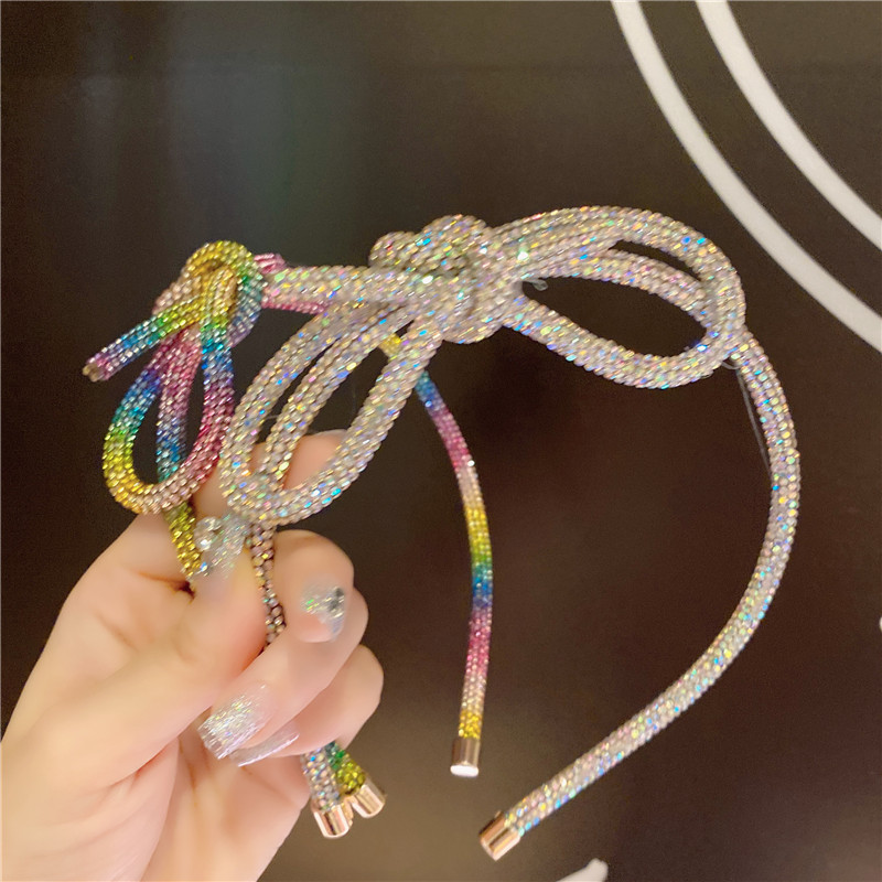 90g Weight Hair Band Hair Accessories Type 1 Piece Quantity Carnival, Street Occasion Hot Drill Material Bow Knot Pattern Women's Gender Diamond Design Fairy Style Style Fairy Style Women's Bow Knot Hot Drill Diamond Hair Band 5
