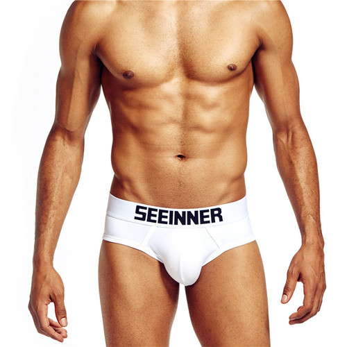 SEEINNER/SEEINNER men's low-waist sexy solid color pants pure white trendy U-convex breathable briefs