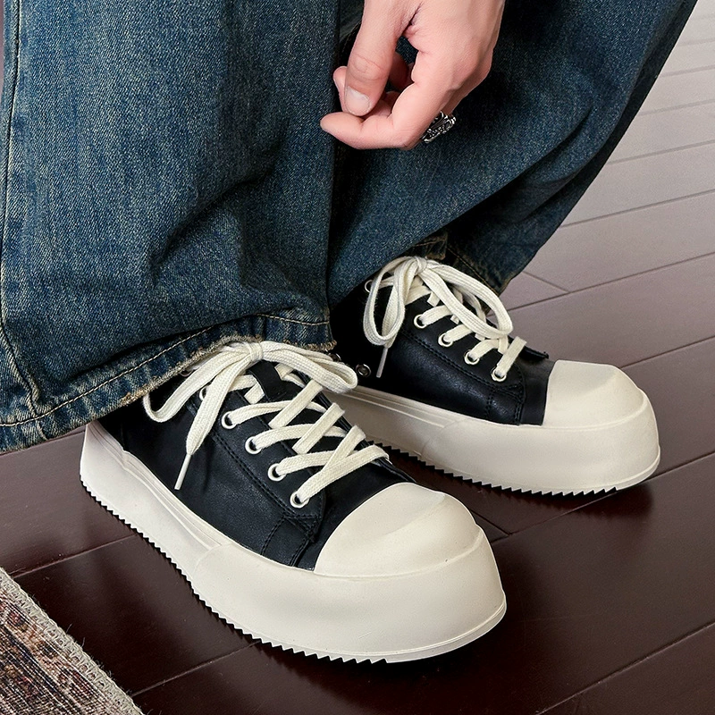 2025 Летняя обувь для мужчин, очевидно, та же модель дышащая, толстая подошва, высокая повседневная обувь, большие головы, обувь дерби 2501