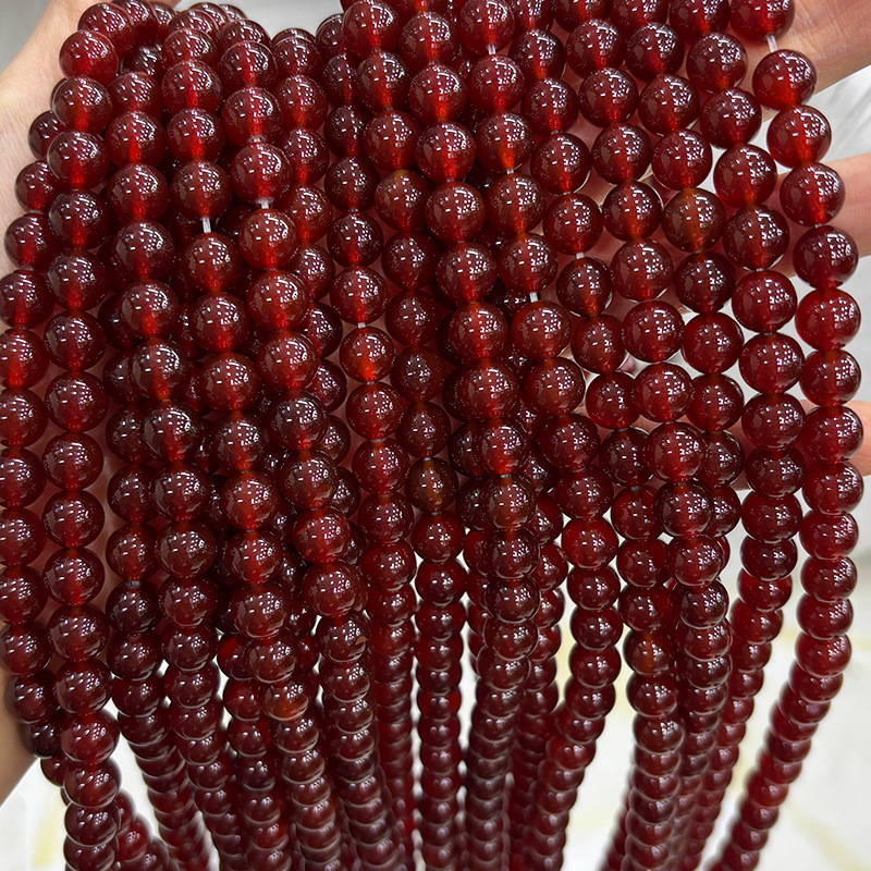 Deep Red Runhong Natural Red Agate Beads DIY Accessories Red Chalcedony Beads Wholesale Agate Beaded Jewelry Accessories