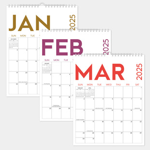 Amazon Manufacturer Customized 2025 English Wall Calendar Creative Simple Monthly Planning Check-In Office Calendar Hanging Version