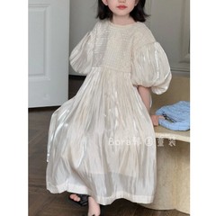 女の子ドレス 2025 新しい夏のハイエンドファッショナブルな中型と大型の子供の妖精子供の白いスカートトレンディ