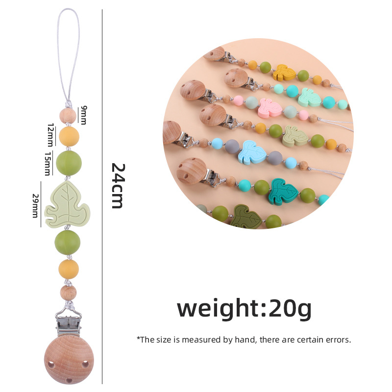 Bebé suministros de dibujos animados hojas de silicona mordedor creativo bebé DIY silicona mordedura molar Cadena de pezón Nuevo