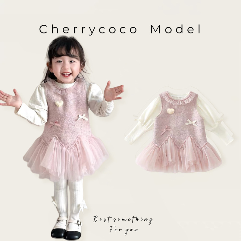 CHERRYCOCO女の子ワンピース春装小香風プリンセススカートセット歳のドレス春秋子供スカート|undefined