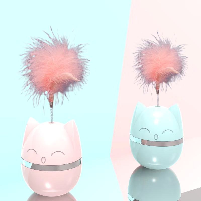 Cross-Border Best-Selling New Cat Toys, Wholesale from Manufacturers, Cat Feather Teaser Stick, Cat Head Wobbling Toy, Lightweight Pet Toy