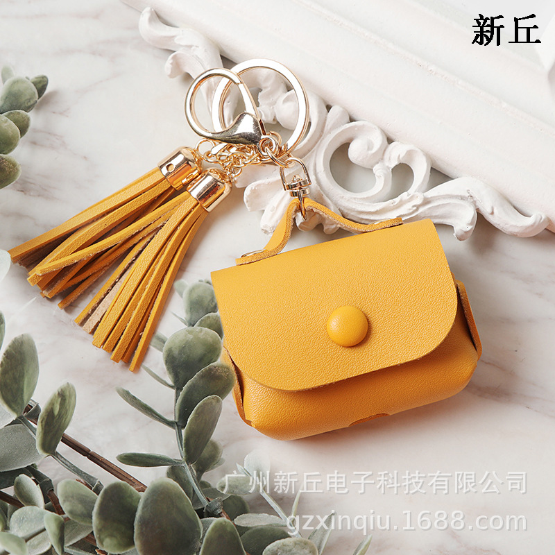 Funda de cuero con borlas de venta directa de fábrica, adecuada para los nuevos auriculares Apple Airpods.