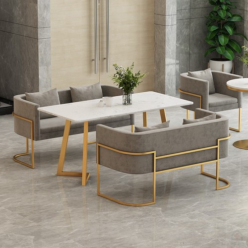 Nordic sofa and iron tea table set, modern minimalist coffee shop negotiation table, milk tea shop, internet celebrity leisure area, booth