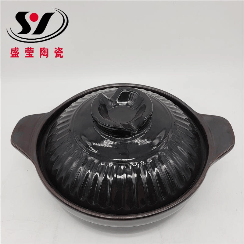 Экспортный керамический горшок с крышкой, оригинальный дизайн с ручками, для сухого приготовления, молочник, супник, кастрюля для каш, подходит для приготовления на открытом огне и разделения жидкостей.