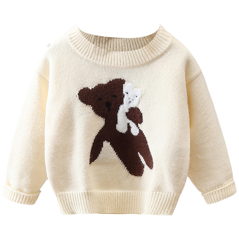 6508 suéter de oso de dibujos animados para niños 2025 nueva ropa de otoño e invierno suéter de jersey para niños estilo occidental otoño versión coreana