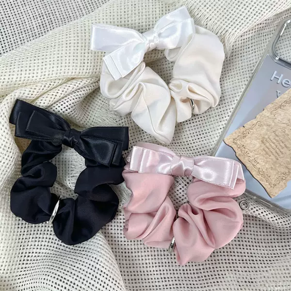 2026 new satin scrunchie hair accessories, bow hair ties, multi-colored, versatile, Japanese and Korean style, direct from the manufacturer