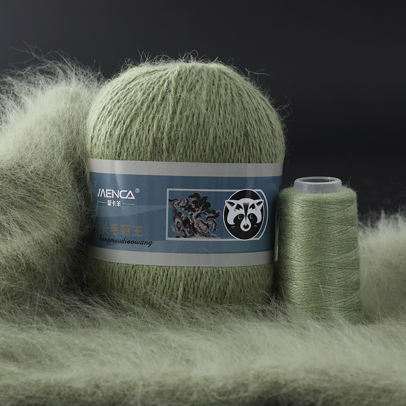 Hilo de lana de visón de lana larga Monopolio de la marca MENCA Hilo de lana de conejo de Angora Hilo de punto hecho a mano de 2 hilos