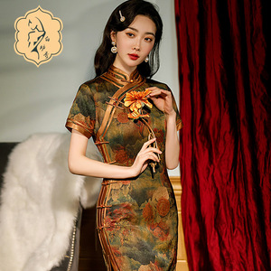 Retro Chinese Dress oriental Qipao Cheongsam for women paragraphs couture runway hand grasp wen favors the spring/summer qipao fashion dress 