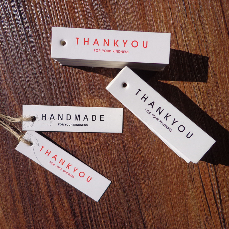 50个1包 红黑thank you 和 Hand made饼干盒蛋糕盒装饰吊牌 吊卡