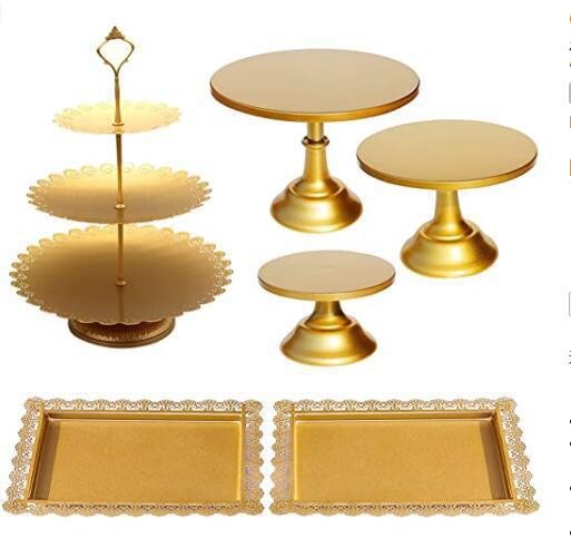 Estante de pastel europeo de hierro forjado conjunto de decoración de boda postres tienda de bocadillos estante de baile prop bandeja de pastel