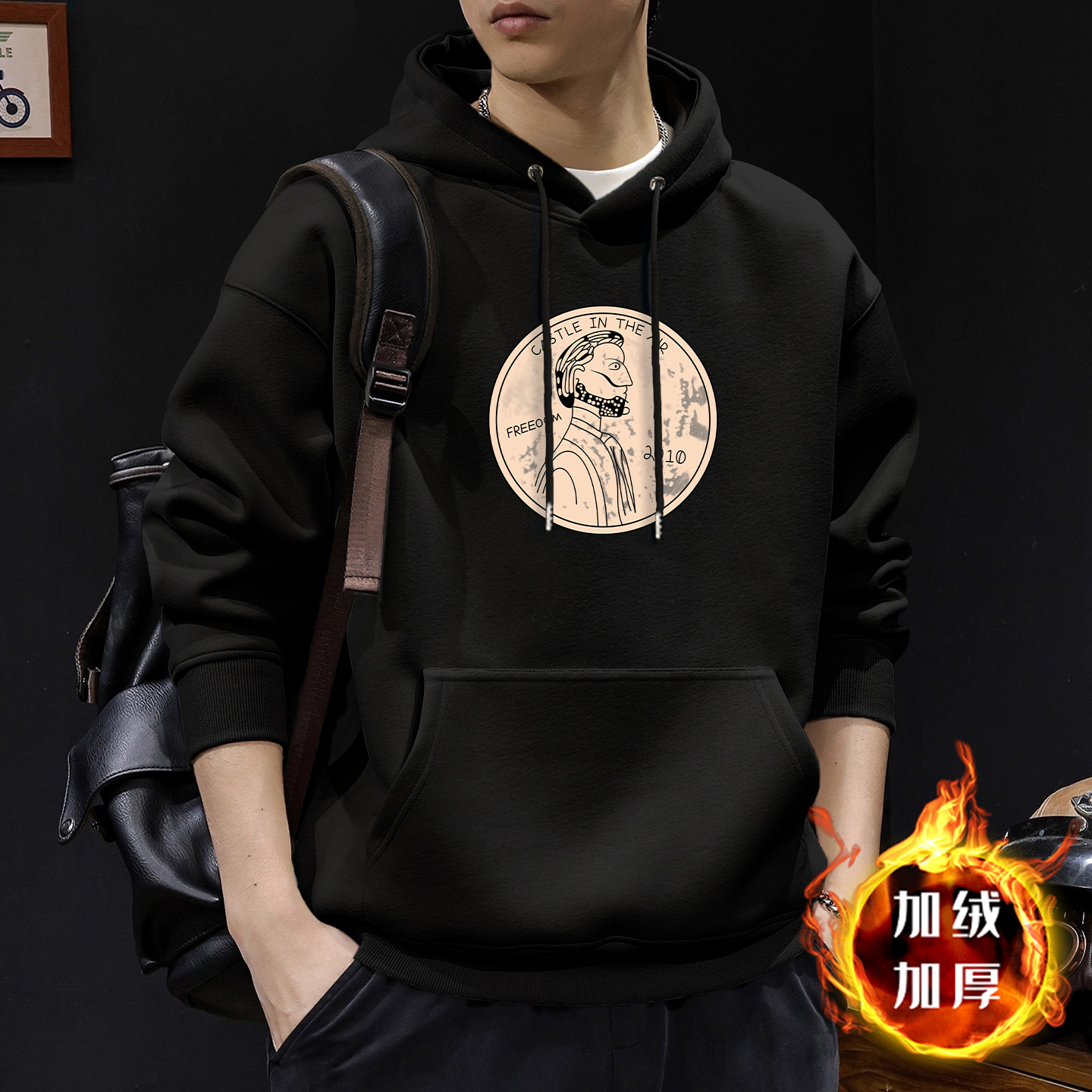 Chaqueta con capuz de moda masculina primavera y otoño nuevo tipo suelto simple pareja con chaqueta de lana de hombre