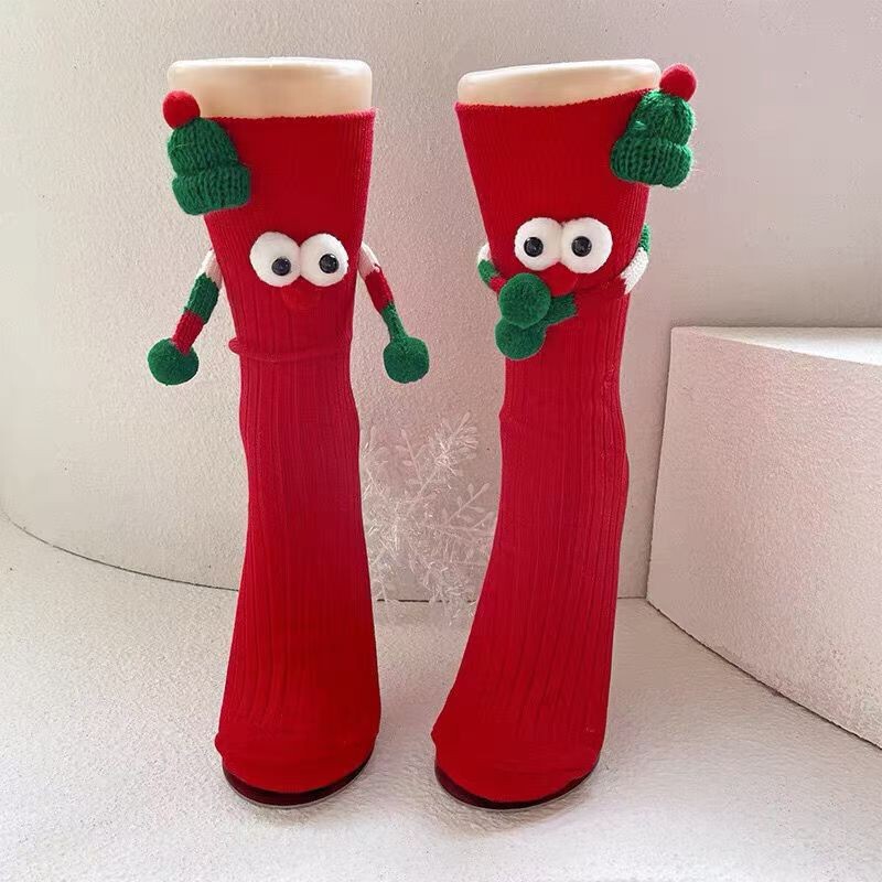 Children's Zodiac Year Parent-Child Magnetic Holding Hands Socks, Cute and Quirky Ins Socks, Trendy Holding Hands Socks