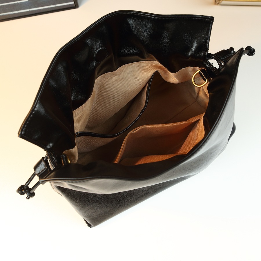 Summer New Arrival High-End Women's Shoulder Bag Drawstring Pleated Small Bucket Handbag Niche Style For Summer_voghion.com
