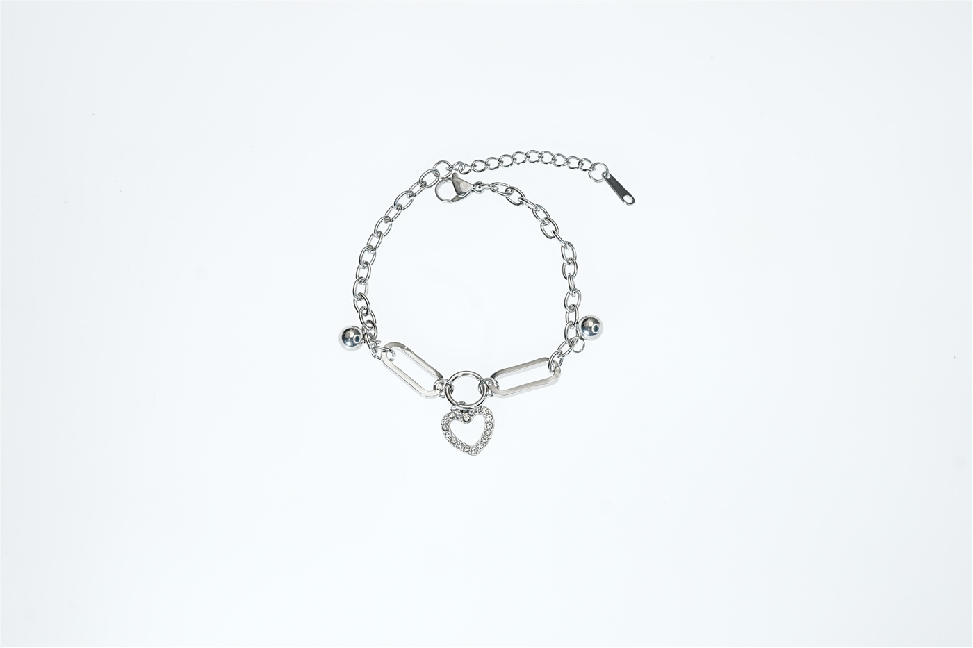 Bracelets Classification Titanium Steel Chain Material Classic Style Heart Shape Titanium Steel Cable Chain Bracelets In Bulk