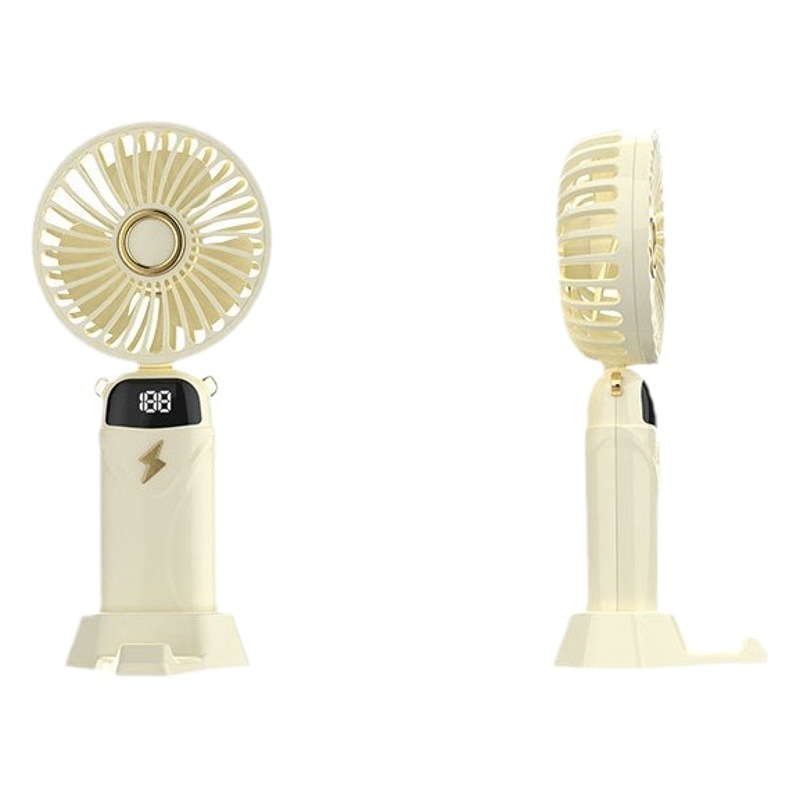Transfronterizo nuevo ventilador de mano USB mini Halter plegable soporte de escritorio de carga mudo Pantalla Digital ventilador de mano