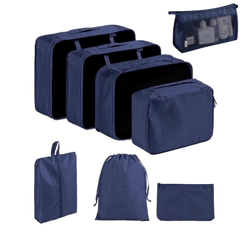 Juego de sarga de 7 piezas, equipaje, ropa, bolsa, bolsa de almacenamiento de gran capacidad, bolsa de lavado, bolsa de almacenamiento de viaje multiusos
