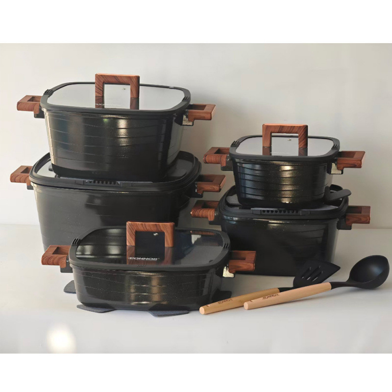 Comercio exterior cuadrado de cocina de cocina de cocina casera de doble oreja PK diamante azul inadherente estufa electromagnética estufa de gas universal