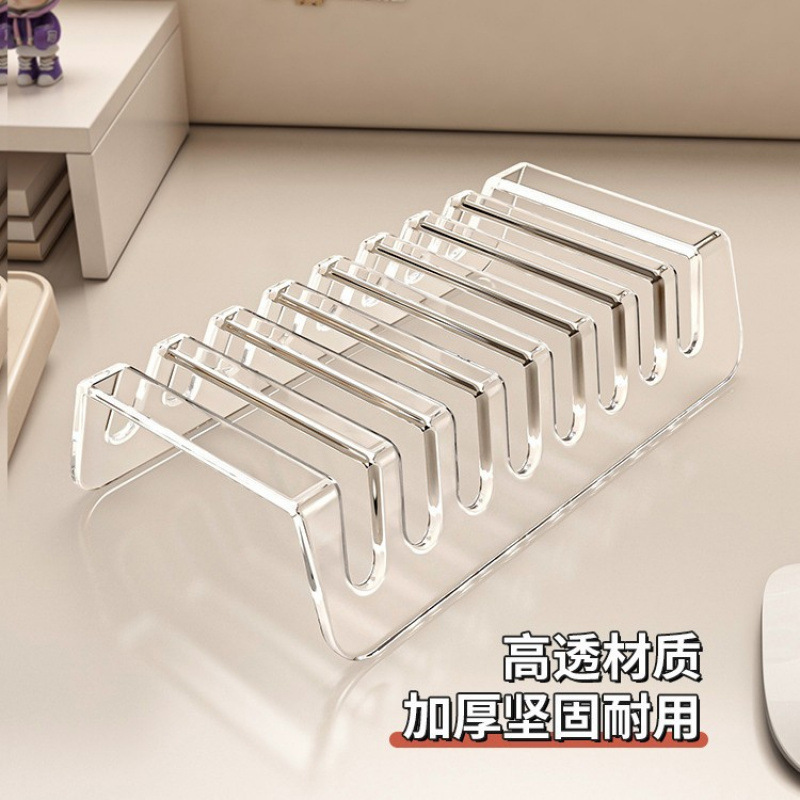 New mobile phone storage rack for multiple tablets and iPads, compartmentalized storage for mobile phones, desktop charging transparent shelf