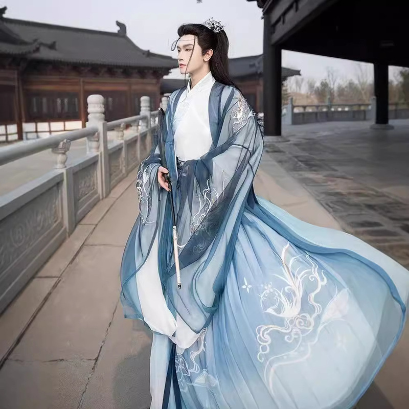Cao County Hanfu Men's genuine goods Original Chivalrous Ancient Suit Chinese Style Jin Style Antique Wei Jin Style 2023 Spring and Autumn New