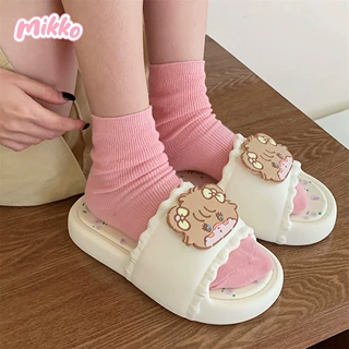 夏季学生外穿居家甜美碎花凉拖鞋Mikko联名可爱小熊软平底拖鞋女