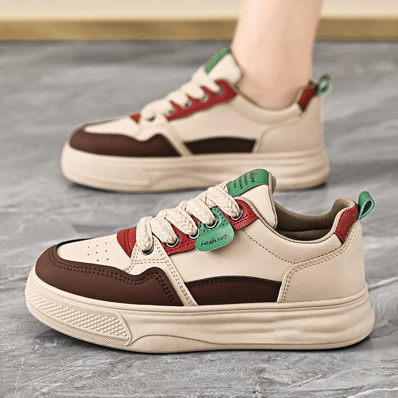 2025 primavera zapatos blancos nuevos ins coreanos para niñas zapatos de skate de altura gruesa zapatos casuales zapatos de moda image 4