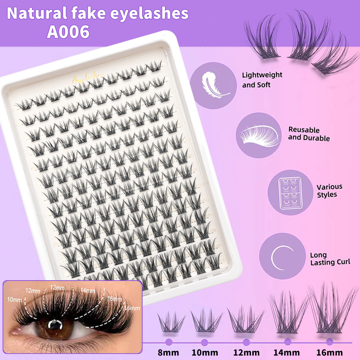 Amazon falsas pestañas venta caliente comercio exterior euroamericano cabello D曲 DIY ojos pestañas al por mayor