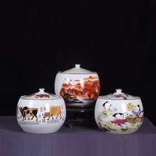 景德镇陶瓷器鸿运当头聚宝盆摆件中式家居饰品客厅玄关养鱼缸摆件