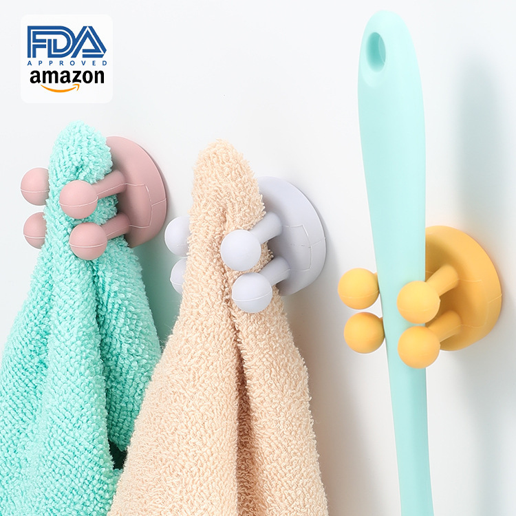 New nail-free silicone seamless office hook wall kitchen paste hook bathroom hook manufacturers in stock