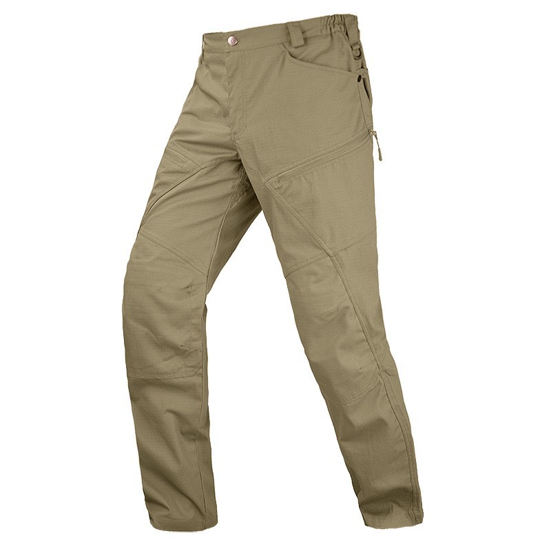 Pantalones tácticos de camuflaje para caminantes al aire libre Hanye Pantalones de entrenamiento delgado para hombres Pantalones de asalto antisalpicaduras Pantalones de varios bolsillos
