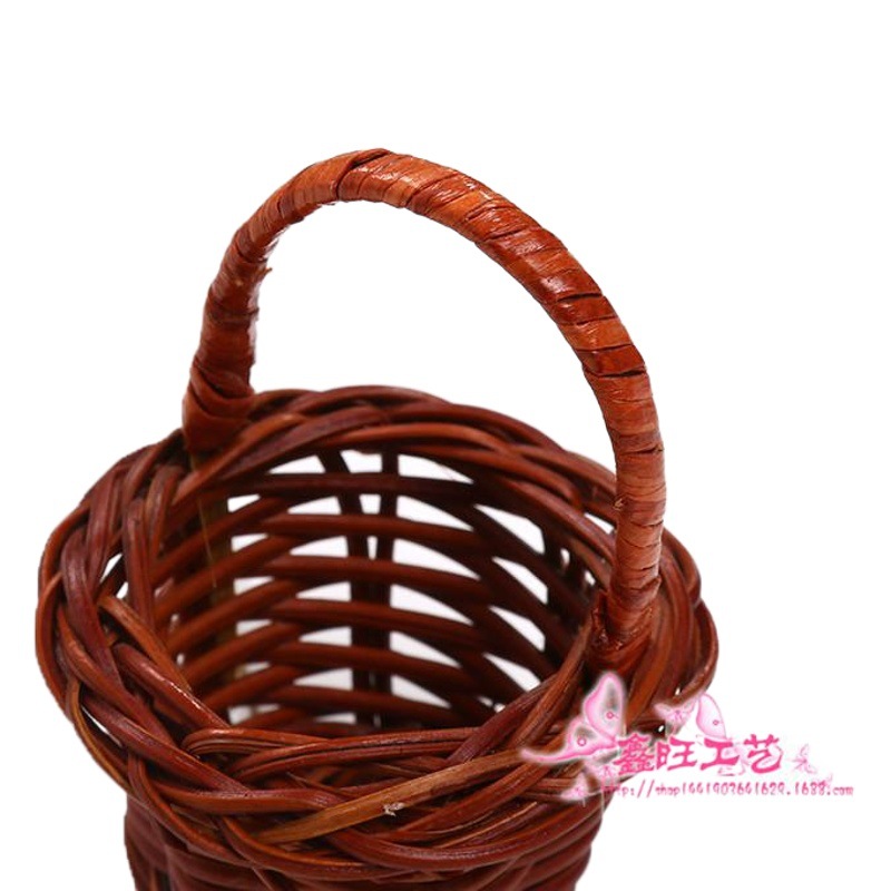 Rattan mini cesta portátil estilo pastoral muebles decoración fotografía apoyos pequeños cesta de la flor al por mayor