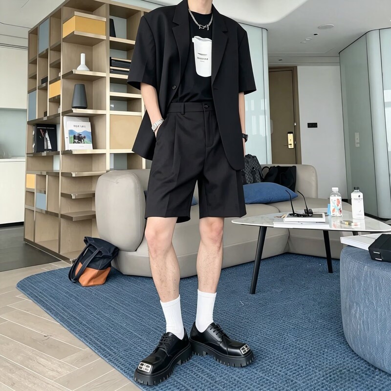 Black Blazer for Men, Loose Fit, Niche Style, 2026 Summer New Model, Gray High-End Slim-Fit Suit Black Blazer for Men, Loose Fit, Niche Style, 2026 Summer New Model, Gray High-End Slim-Fit Suit