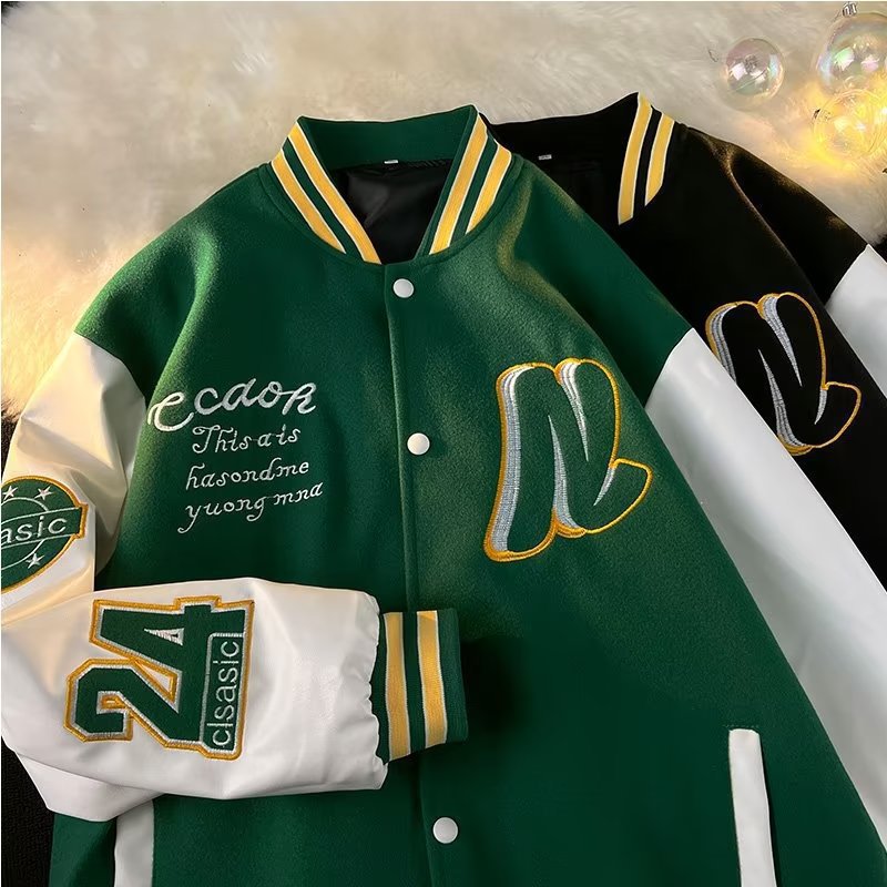 Men's Clothing Baseball jacket men's spring and autumn couples wear spring boys loose trendy insPU leather jacket_voghion.com