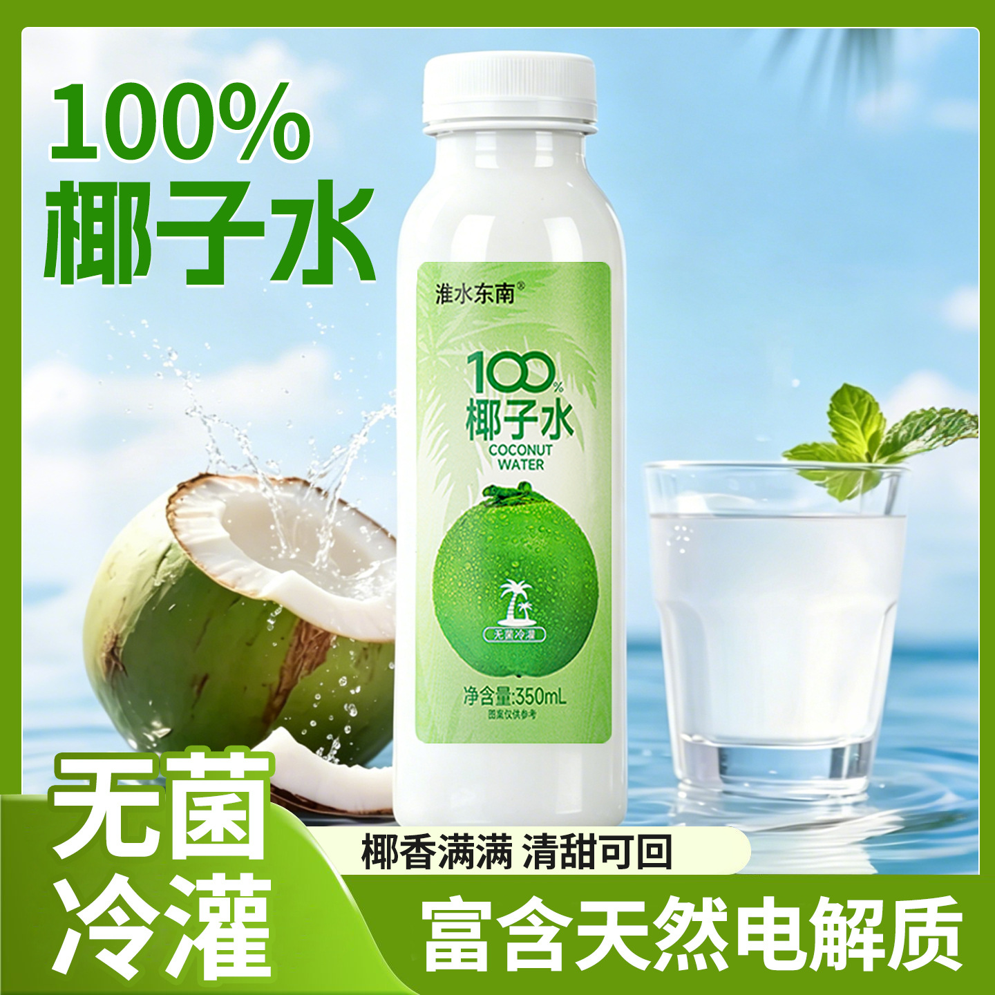 淮水东南整箱0添加0脂肪NFC100%椰子水350ml*12瓶聚餐夏季水饮品