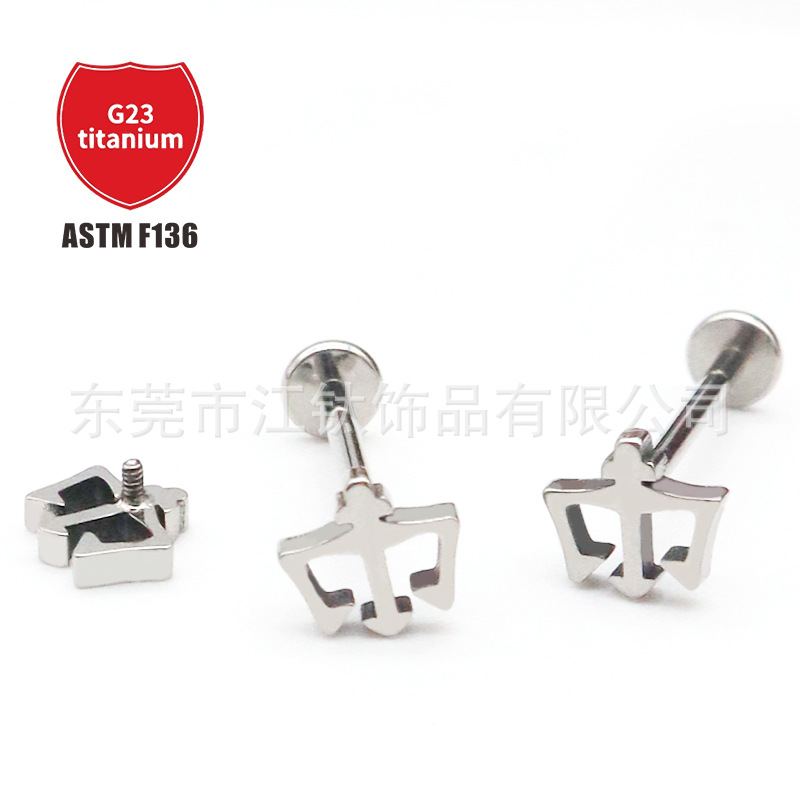 Pointed titanium steel lip stud product view