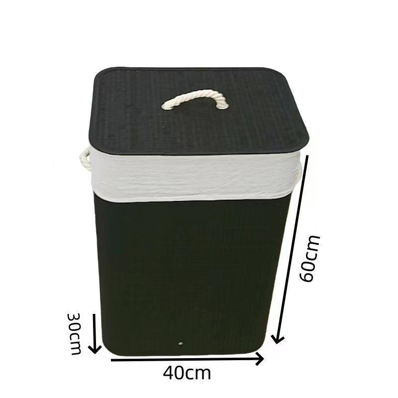 Cesta de ropa sucia transfronteriza con bolsillo interior con cubierta de bambú y madera plegable Cesta de almacenamiento de ropa sucia Cesta de ropa sucia