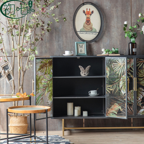 American-style entryway console cabinet, iron tea water cabinet, living room cabinet, retro dining side cabinet, shop display window, decorative cabinet