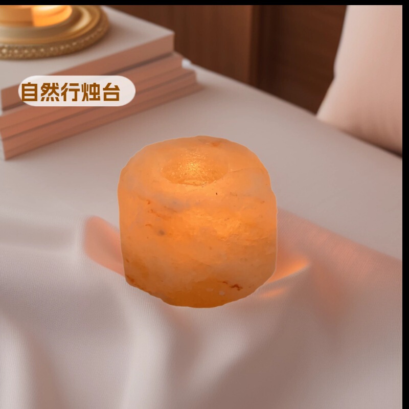 Himalayan Crystal Candlestick Salt Lamp Aromatherapy Ornament Himalayan Natural Candlestick Candle Decorative Candlestick