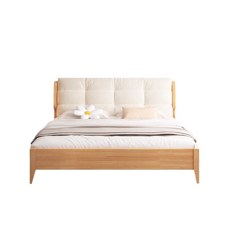 Cama de nubes de madera maciza nórdica japonesa moderna simple de 1.8m 1.35m doble cama de almacenamiento de caja alta