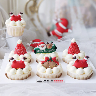 Christmas Party Cup Cake Decoration Insert Santa Claus Soft Plastic Insert Decoration
