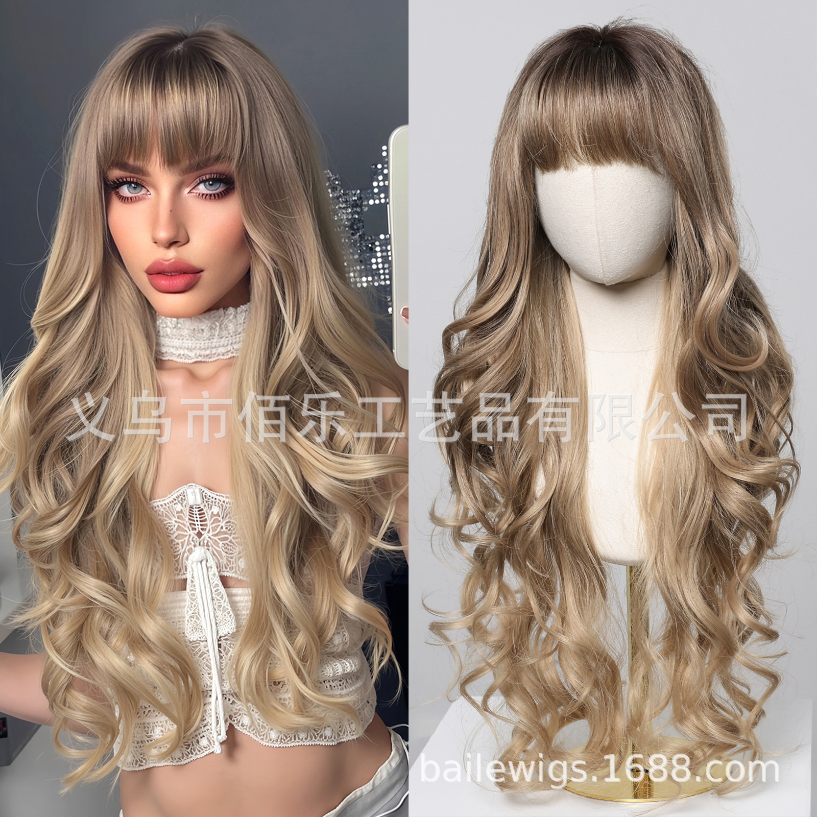 Peruca púrpura, cabello rizado largo, 30 pulgadas de fibra química, cabello de mujer, Europa y América al por mayor multicolor opcional