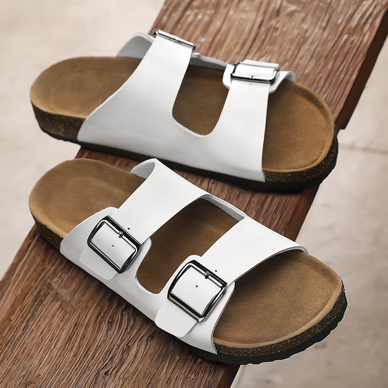 Zapatillas de suela gruesa de gran tamaño de comercio exterior para hombre 2025 verano nuevo estilo wish estación independiente fondo de corcho transfronterizo sandalias y zapatillas para hombre